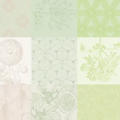 Serviette pur coton motif jacquard beige vert Mille parfums verde