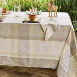 Serviette pur coton motif jacquard beige Mille dentelles naturel
