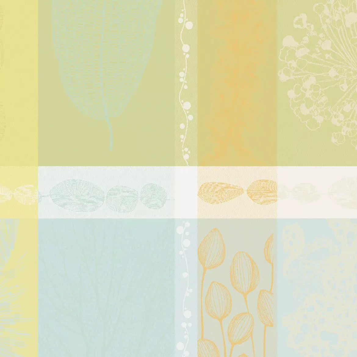 Serviette pur coton motif jacquard jaune vert Mille lieues aube