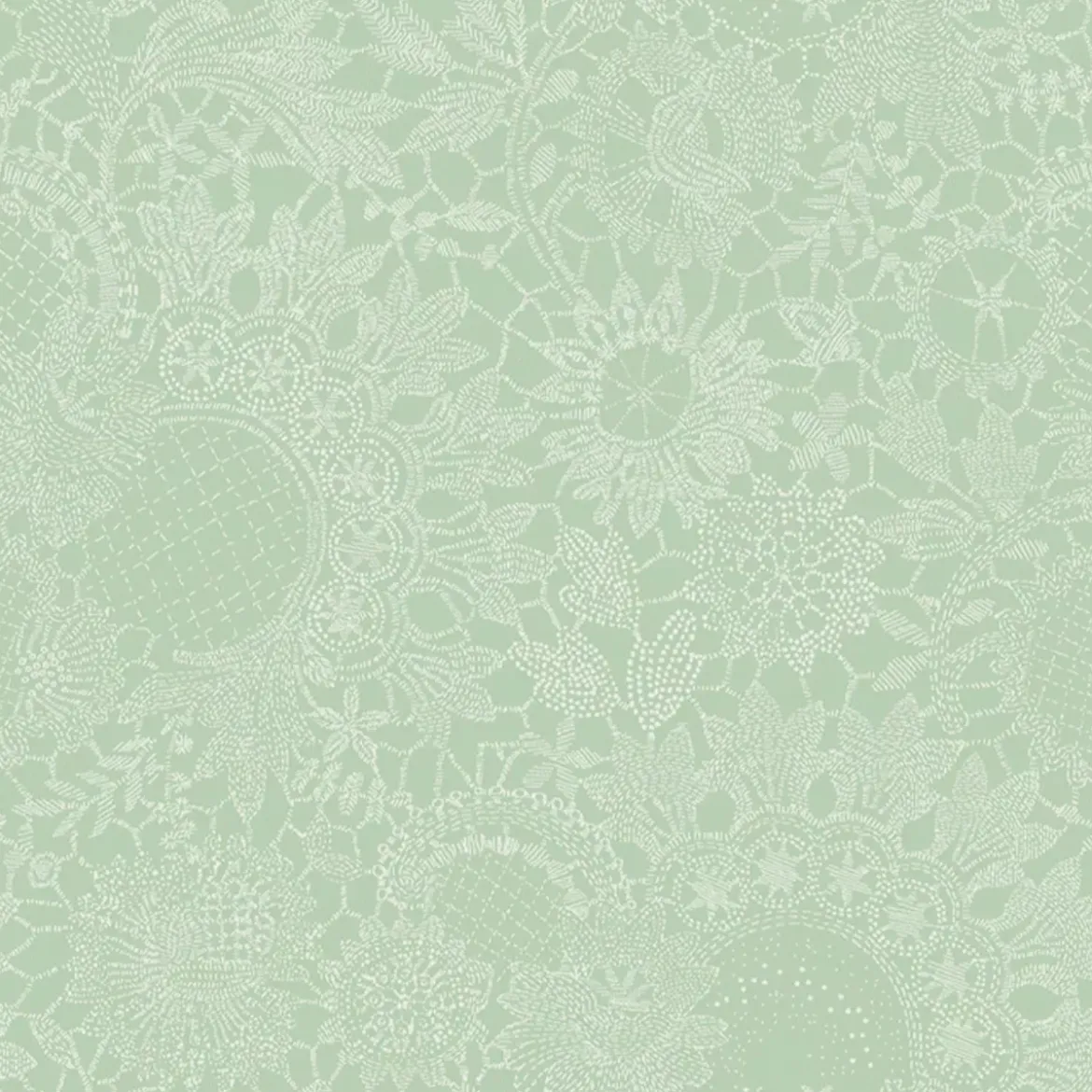 Serviette pur coton motif jacquard vert Mille guipures jade