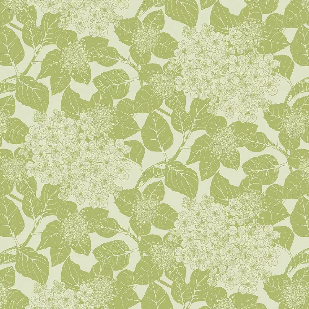 Serviette pur coton motif jacquard vert Mille hortensias vert