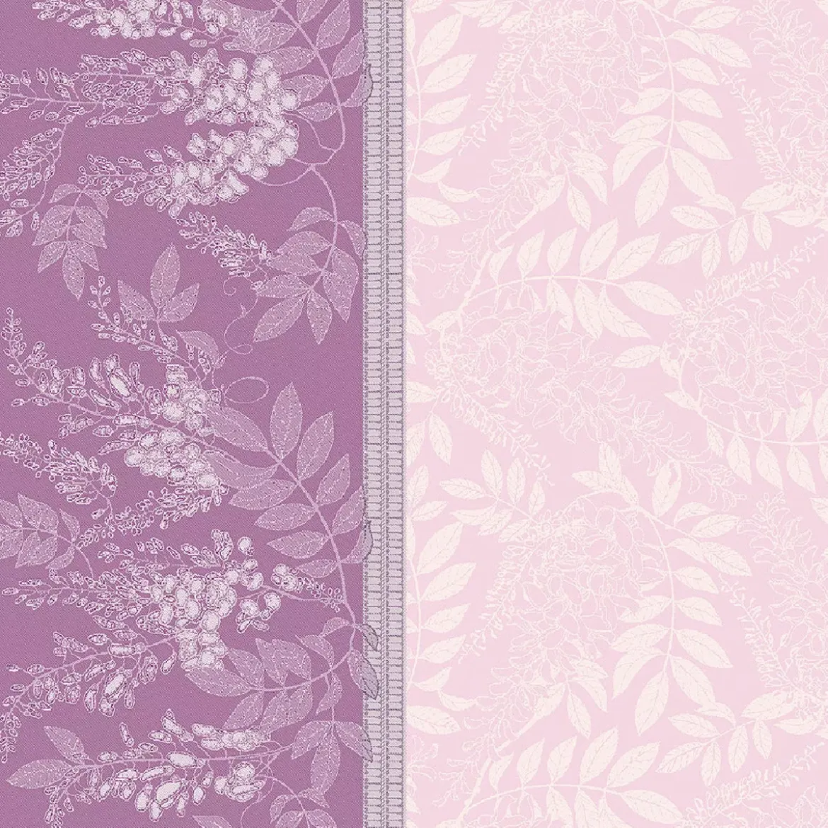 Serviette pur coton motif jacquard violet Glycines parme