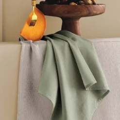 Serviette pur coton motif jacquard vert Bastide verde
