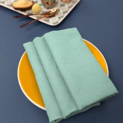 Serviette pur coton motif jacquard bleu Bastide azur