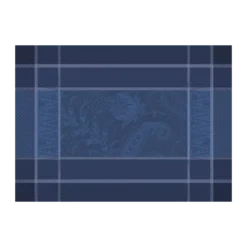Set coton mélangé antitache motif jacquard bleu Persina crepuscule