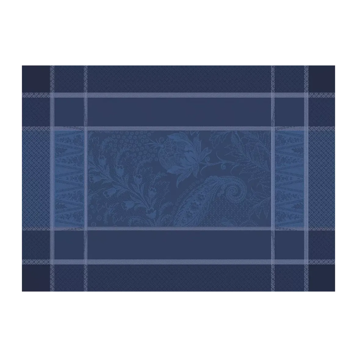 Set coton mélangé antitache motif jacquard bleu Persina crepuscule