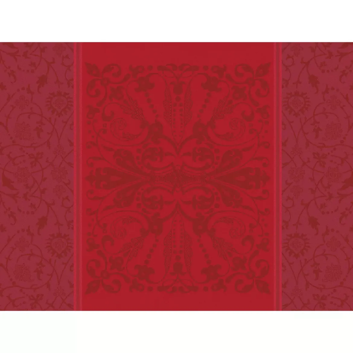 Set pur coton antitache motif jacquard bordeaux Cassandre grenat