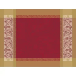 Set pur coton antitache motif jacquard rouge Alexandria rubis