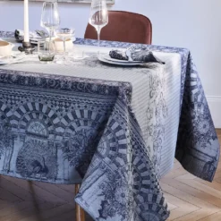 Set pur coton antitache motif jacquard gris Arcades cendre