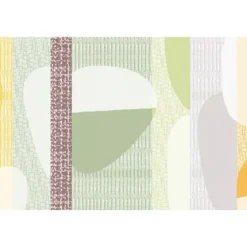 Set pur coton enduit 205 g/m² motif jacquard vert orange Mille galets terre cuite
