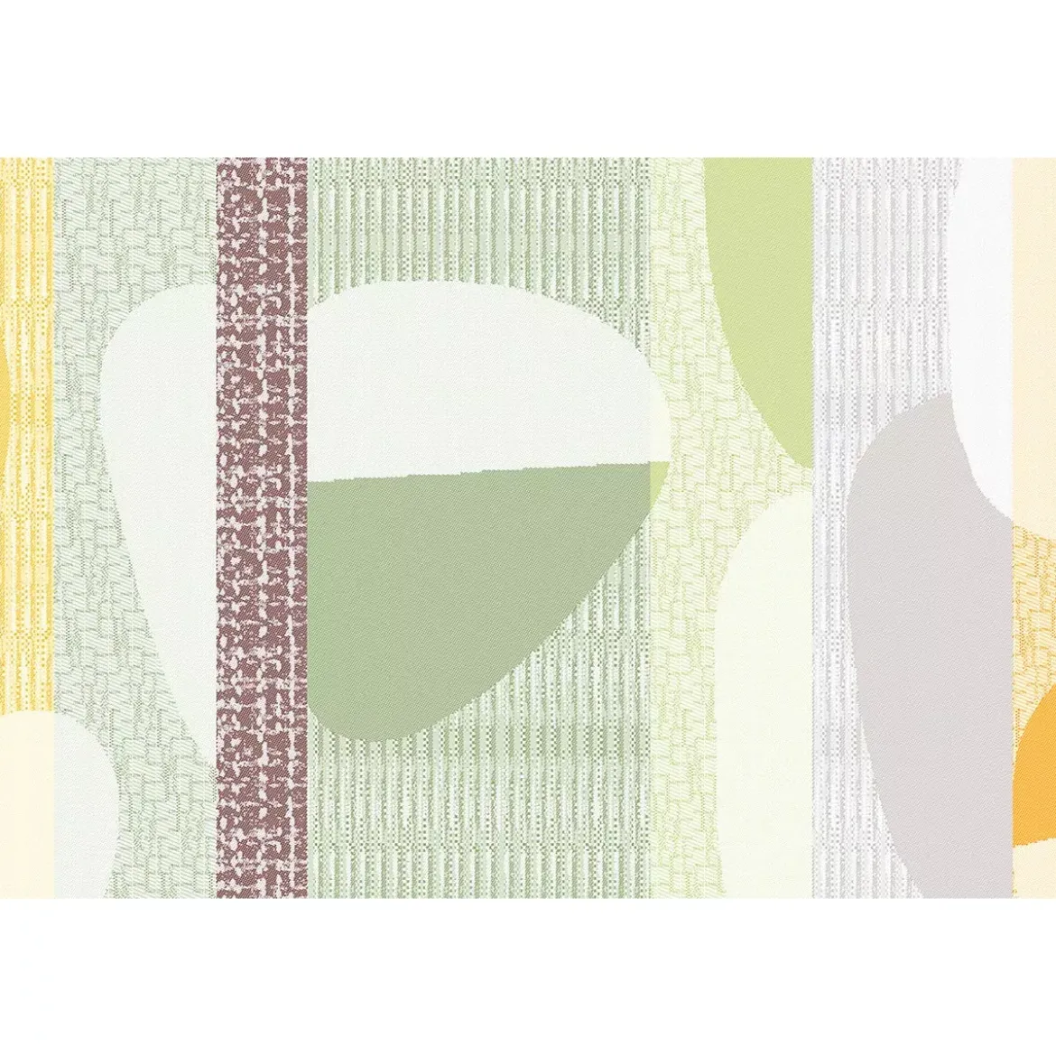 Set pur coton enduit 205 g/m² motif jacquard vert orange Mille galets terre cuite
