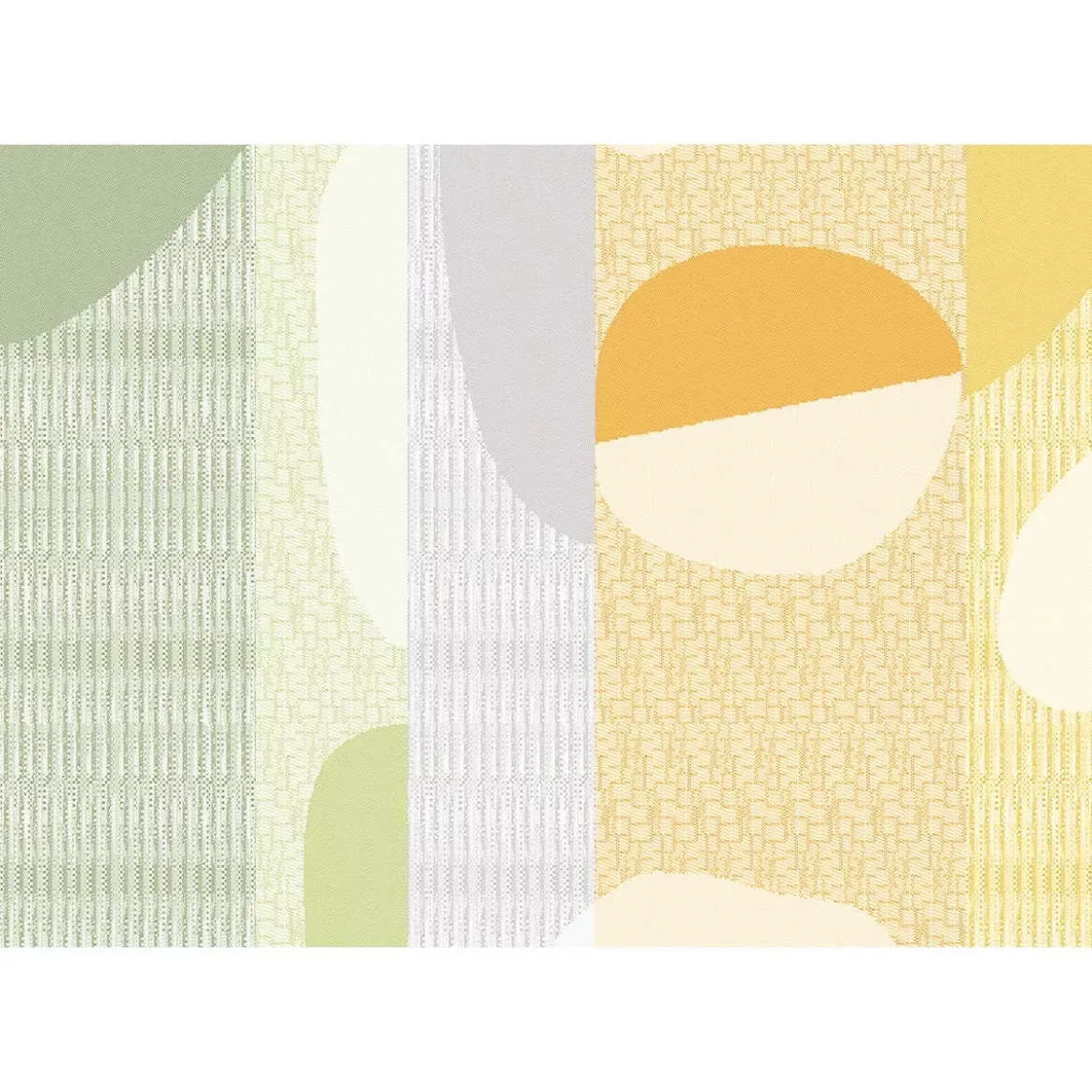 Set pur coton enduit 205 g/m² motif jacquard vert orange Mille galets terre cuite