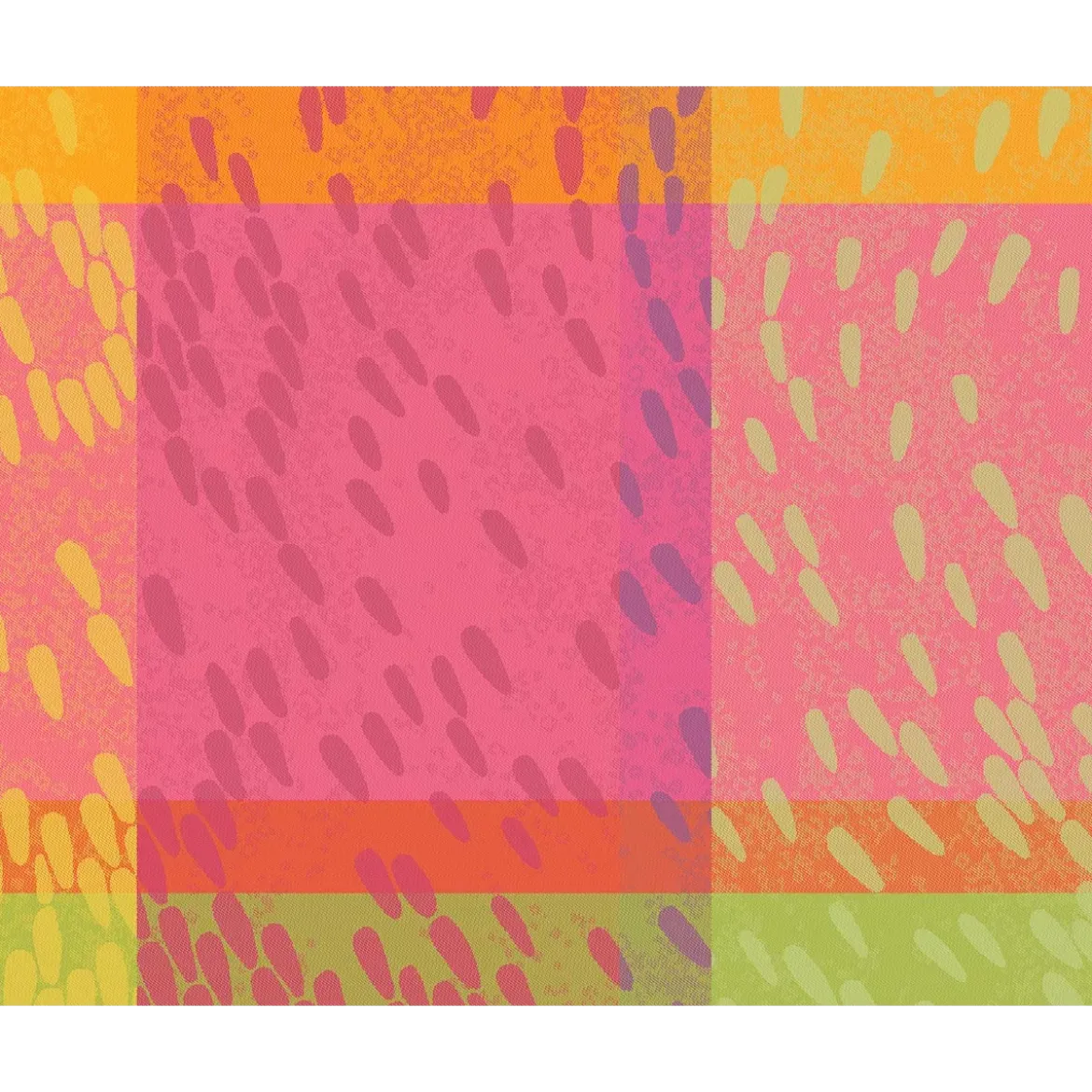 Set pur coton enduit 220 g/m² motif jacquard rose vert Mille sources berlingot