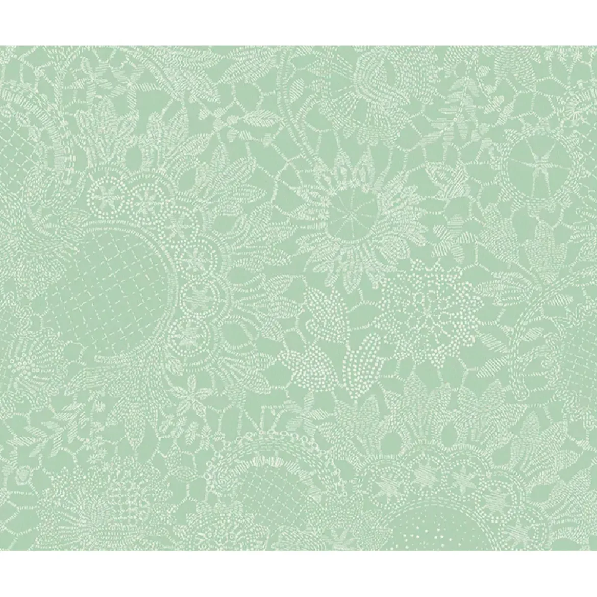 Set pur coton enduit motif jacquard vert Mille guipures jade