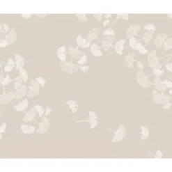 Set pur coton enduit motif jacquard beige Mille ginkos naturel