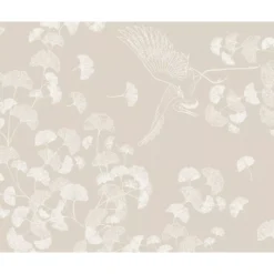 Set pur coton enduit motif jacquard beige Mille ginkos naturel