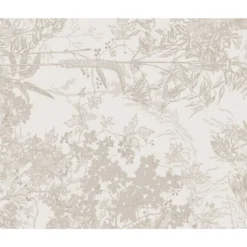 Set pur coton enduit motif jacquard beige Mille esprit jardins chanvre