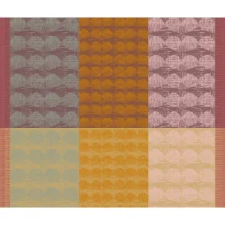 Set pur coton enduit motif jacquard vert orange Mille halos prunus