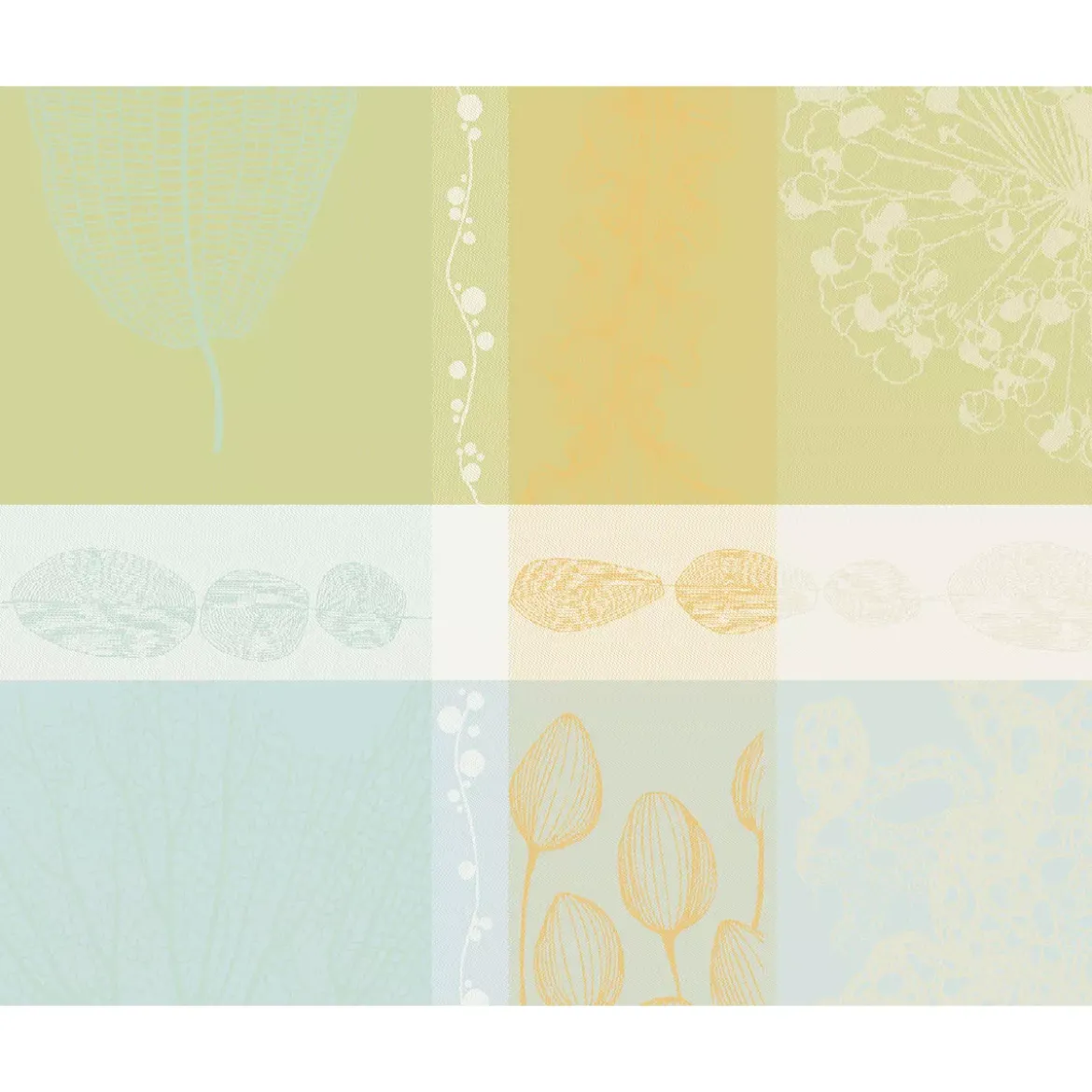 Set pur coton enduit motif jacquard jaune vert Mille lieues aube