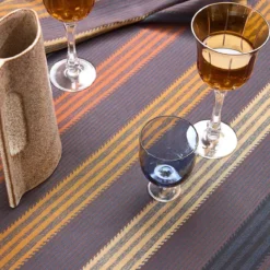Set pur coton enduit motif jacquard brun marron Mille bambous onyx