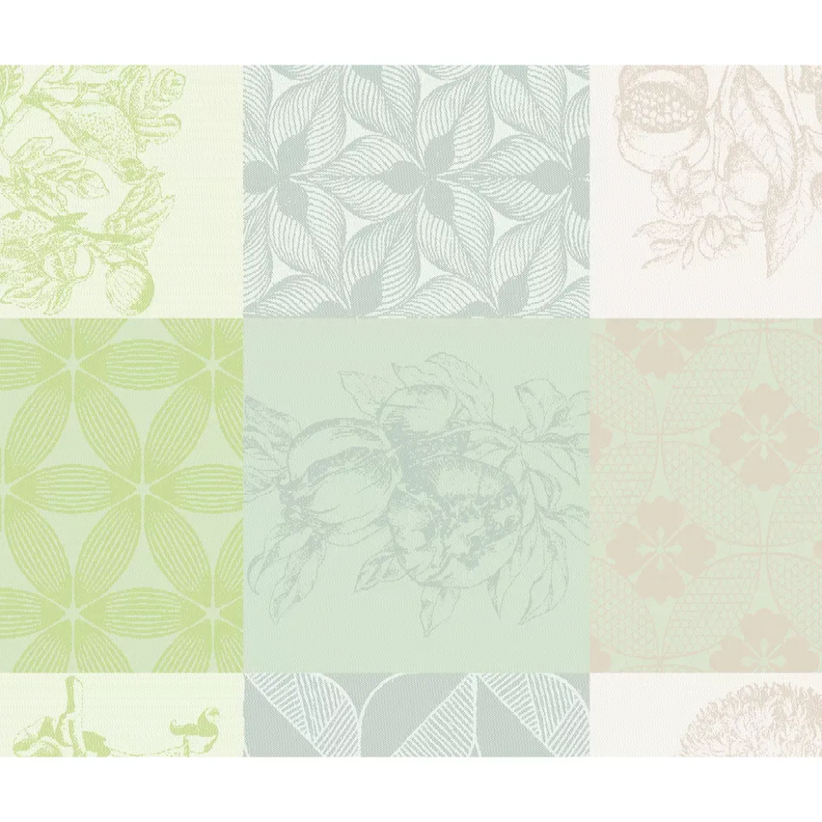Set pur coton motif jacquard beige vert Mille parfums verde