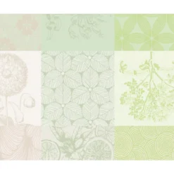 Set pur coton motif jacquard beige vert Mille parfums verde