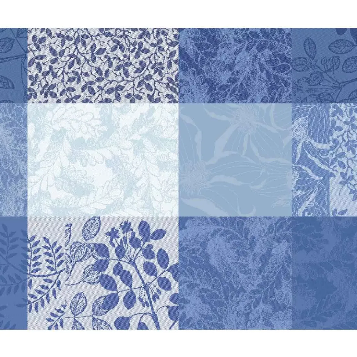 Set pur coton motif jacquard bleu Mille rameaux bleu