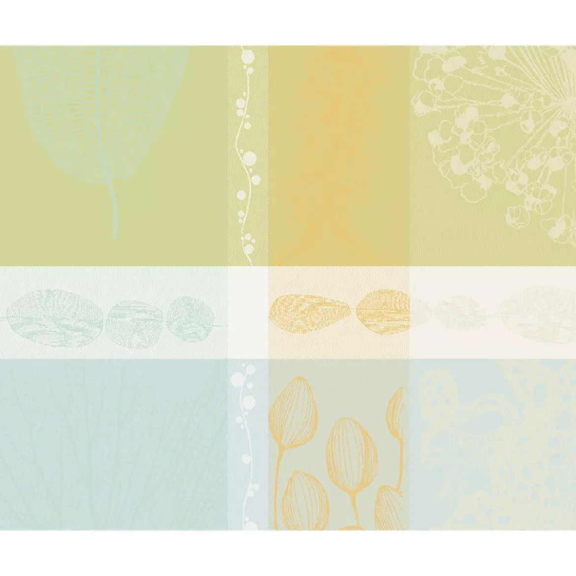 Set pur coton motif jacquard jaune vert Mille lieues aube