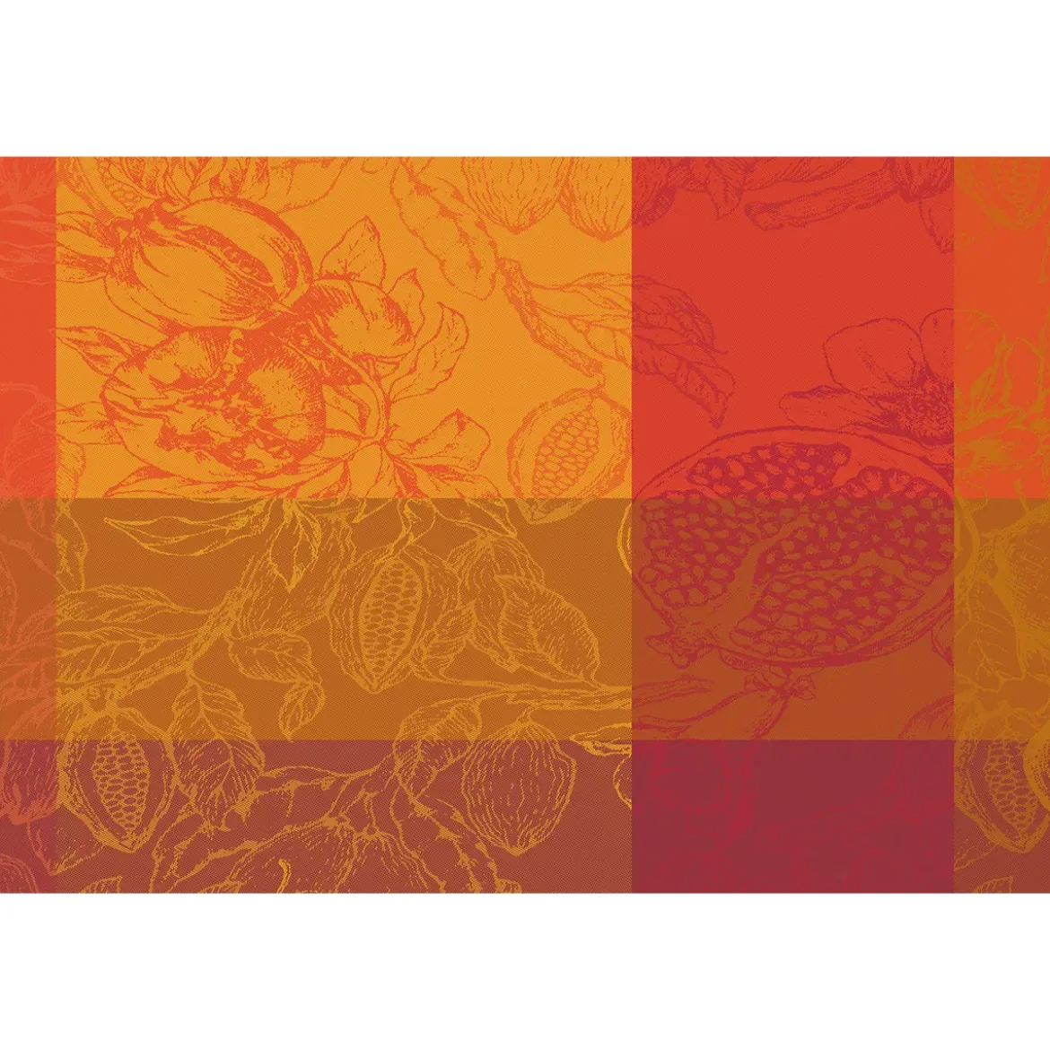 Set pur coton motif jacquard orange rouge Mille senteurs epices