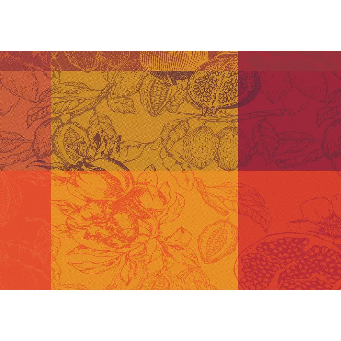 Set pur coton motif jacquard orange rouge Mille senteurs epices