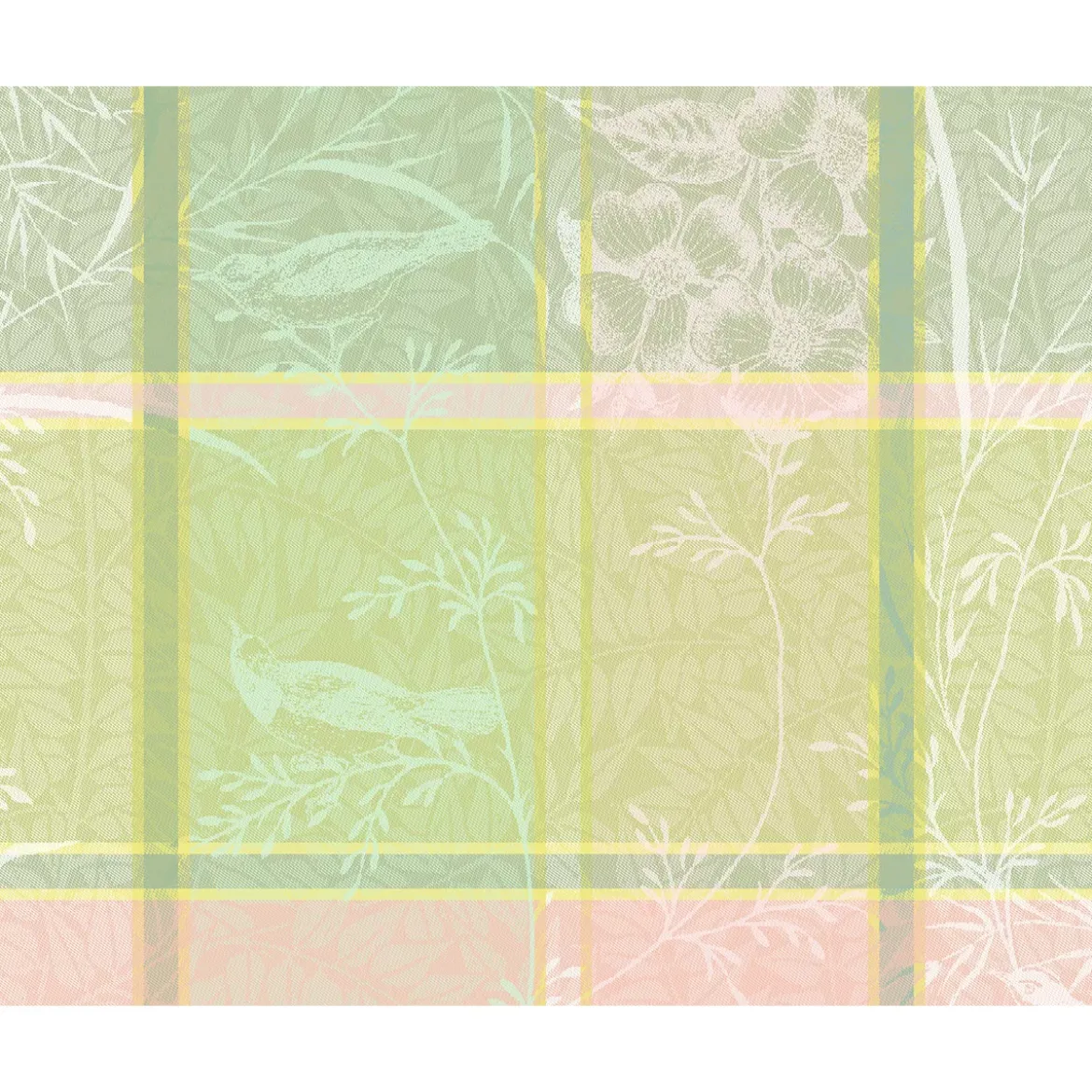 Set pur coton motif jacquard rose vert Mille printemps eclosion