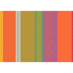 Set pur coton motif jacquard vert orange Mille broderies samba