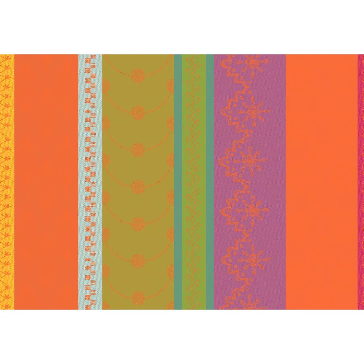 Set pur coton motif jacquard vert orange Mille broderies samba