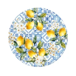 Set vinyle 860 g/m² imprimé bleu jaune Citrons azulejos bleu