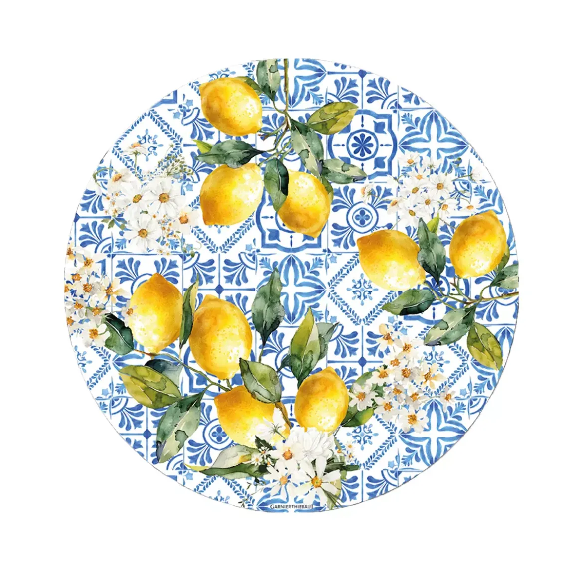 Set vinyle 860 g/m² imprimé bleu jaune Citrons azulejos bleu