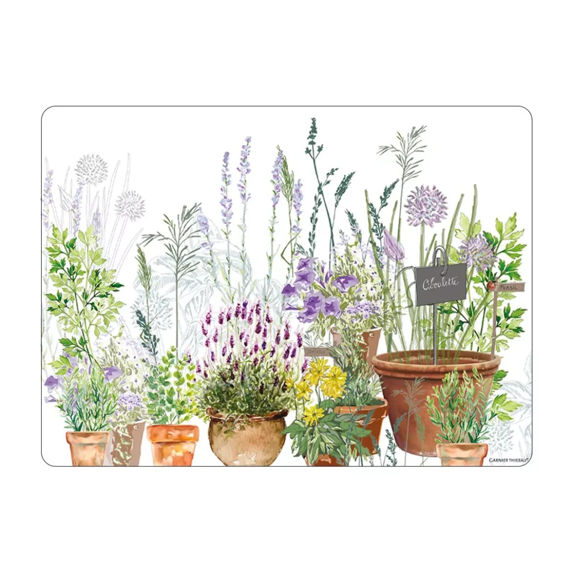 Set vinyle 860 g/m² imprimé vert violet Jardin aromatique provence