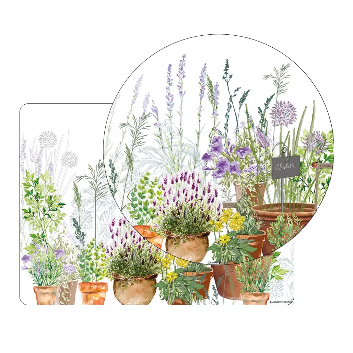 Set vinyle 860 g/m² imprimé vert violet Jardin aromatique provence