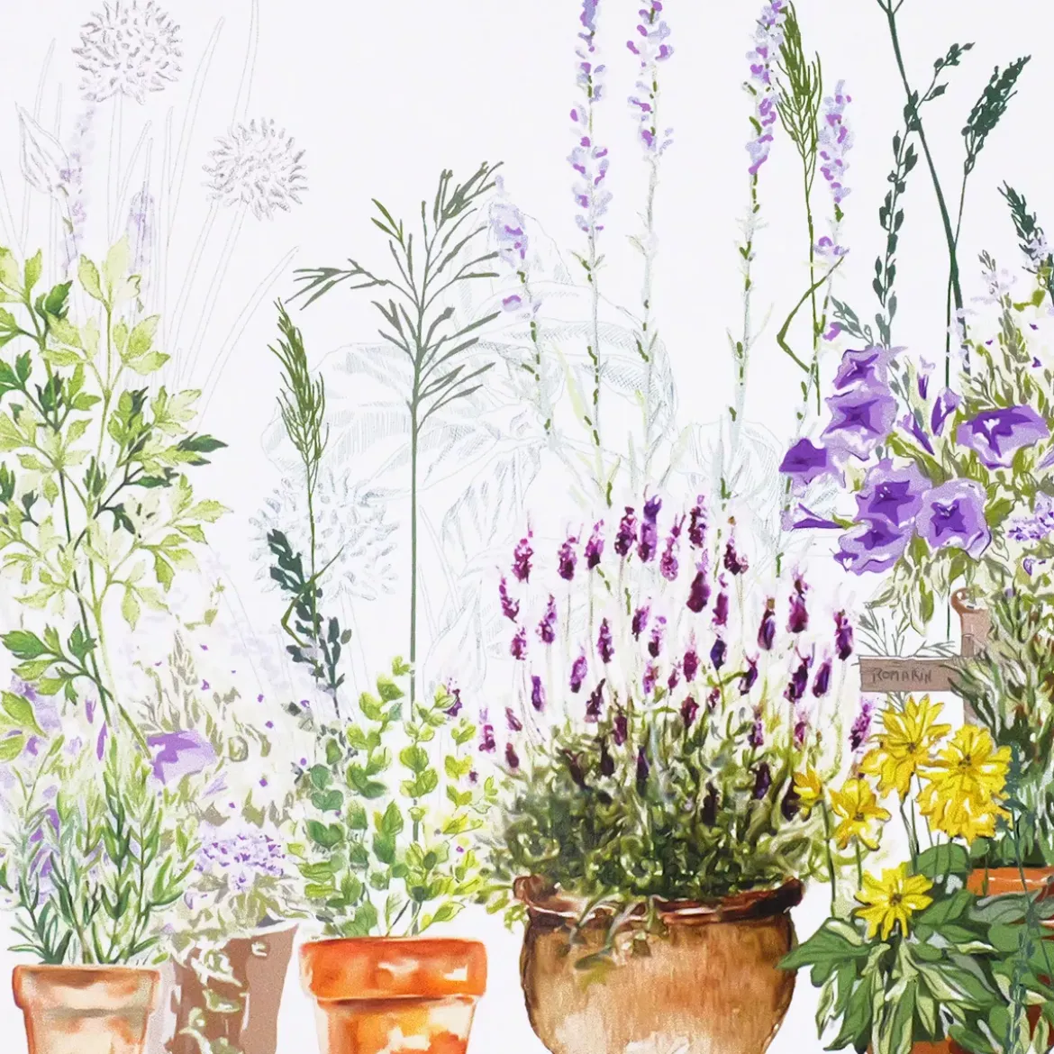 Set vinyle 860 g/m² imprimé vert violet Jardin aromatique provence