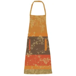 Tablier pur coton enduit 220 g/m² motif jacquard orange marron Mille lierres automne