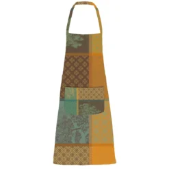 Tablier pur coton enduit 220 g/m² motif jacquard vert brun Mille trees foret