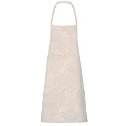 Tablier pur coton enduit motif jacquard beige Mille isaphire parchemin