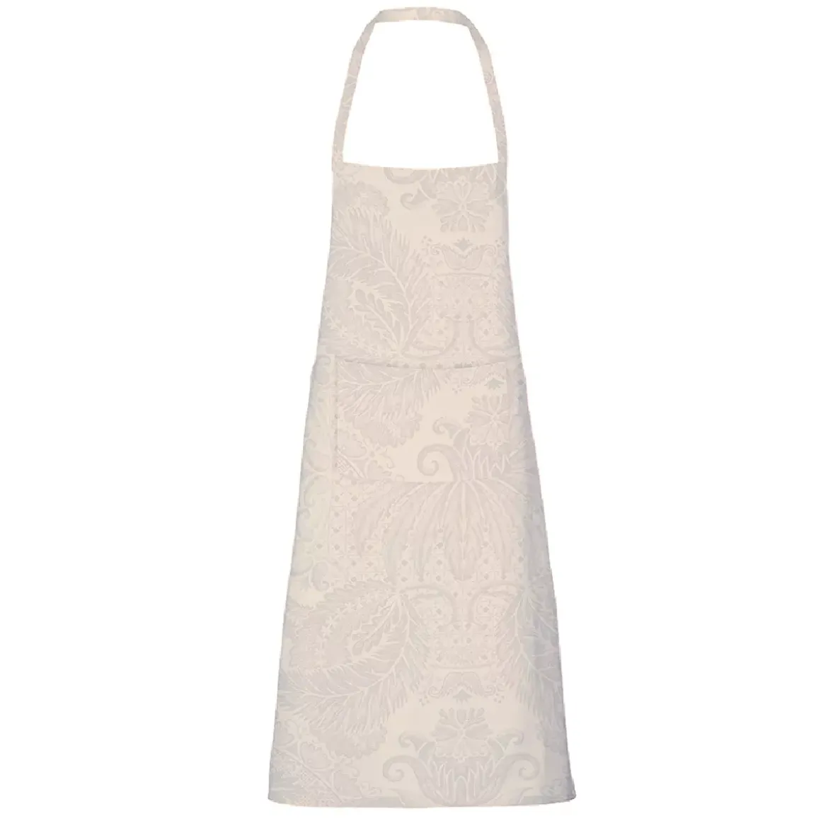 Tablier pur coton enduit motif jacquard beige Mille isaphire parchemin