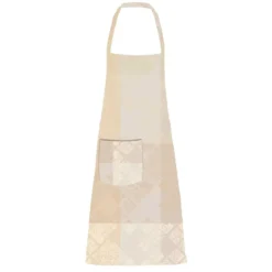 Tablier pur coton enduit motif jacquard beige Mille pistils naturel