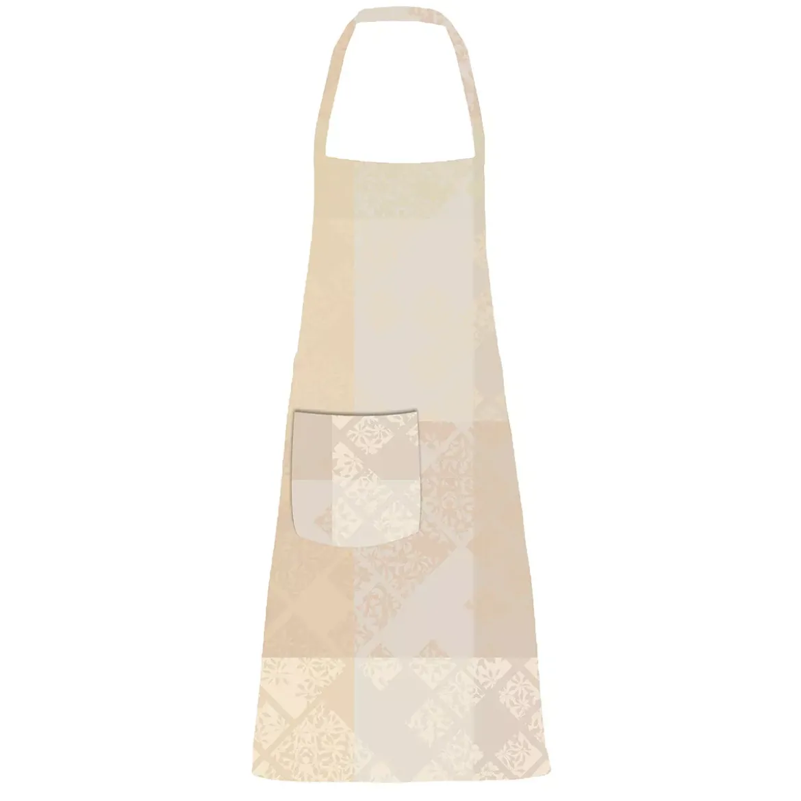 Tablier pur coton enduit motif jacquard beige Mille pistils naturel
