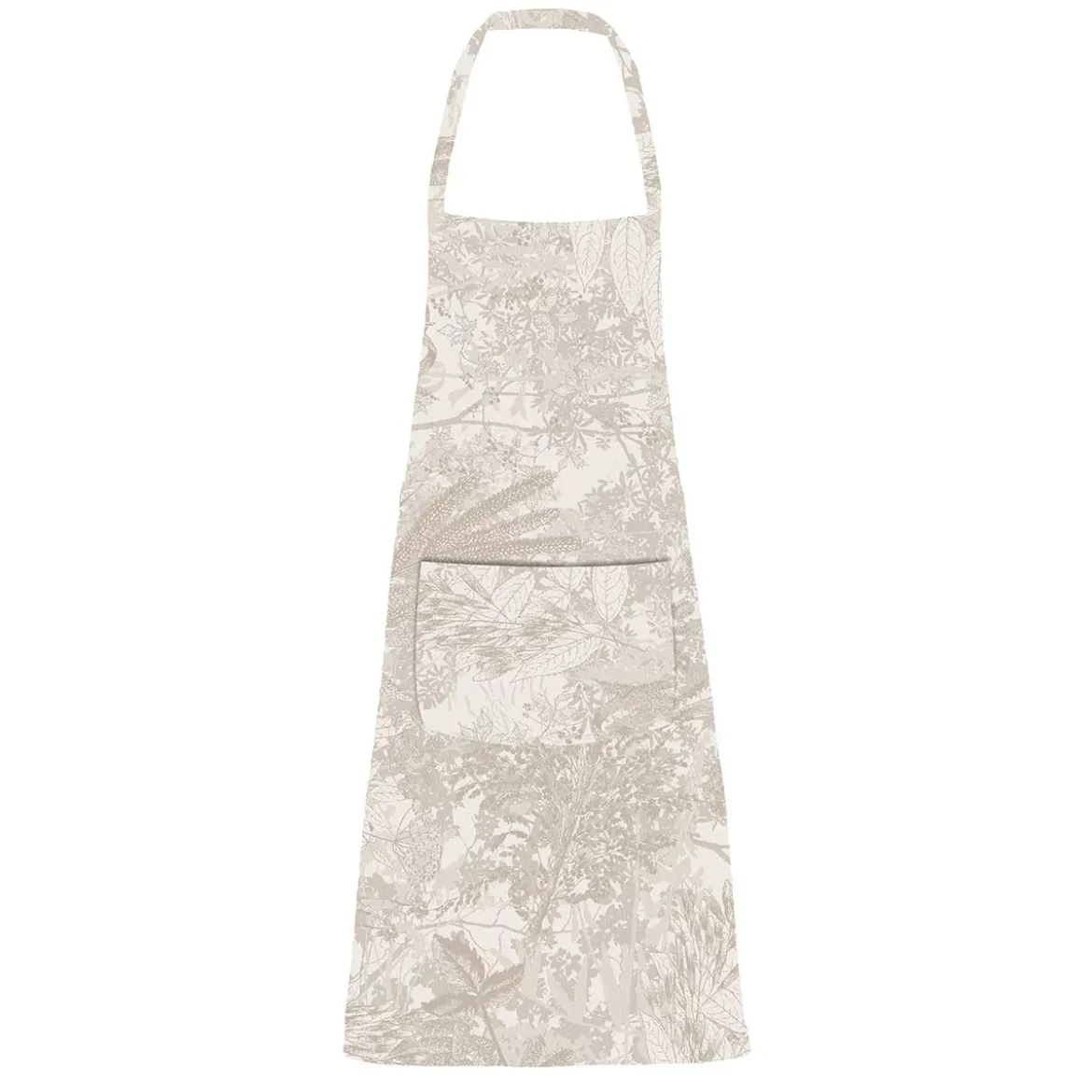 Tablier pur coton enduit motif jacquard beige Mille esprit jardins chanvre