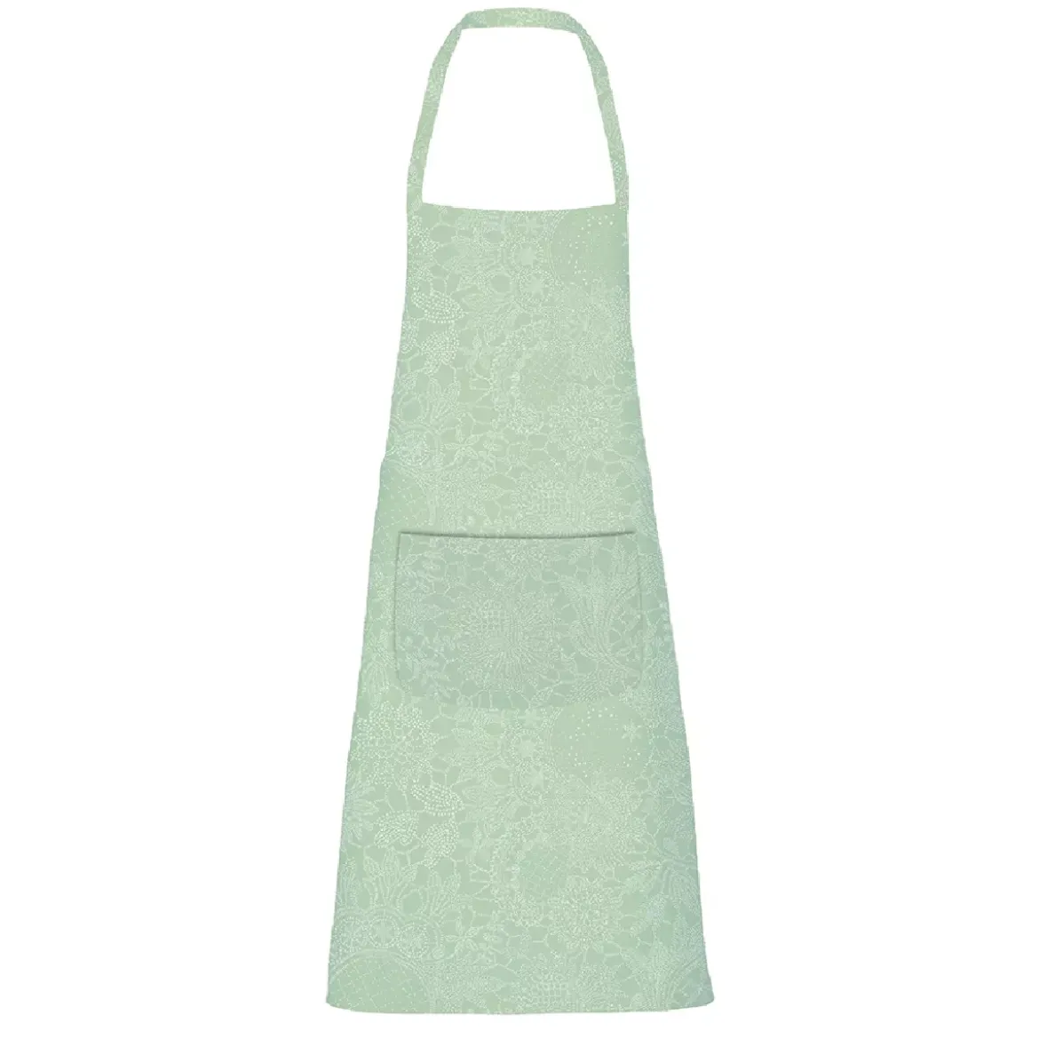 Tablier pur coton enduit motif jacquard vert Mille guipures jade