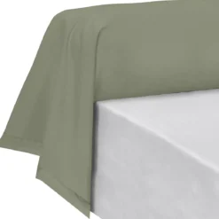 Taie de traversin percale de coton uni vert La percale francaise verde