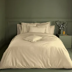 Taie de traversin percale de coton uni beige La percale francaise beige clair