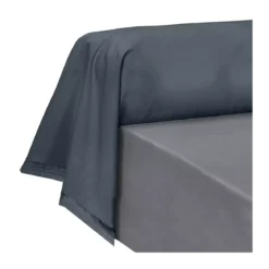 Taie de traversin percale de coton uni bleu La percale francaise bleu