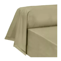 Taie de traversin percale de coton uni beige La percale francaise champagne